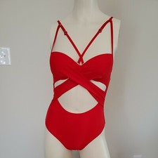 Womens Swimsuit 1 Piece Small Red Bathing Suit