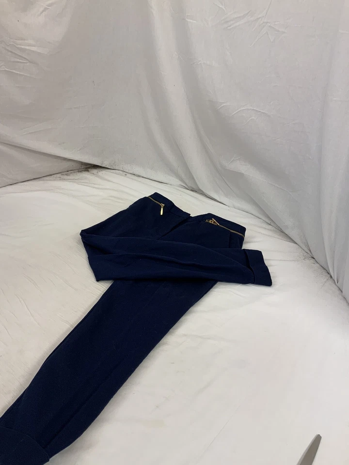 Pantalones Zara Talla 2 Azul Algodón Elástico Frente Plano Informales YGI O2-27 Foto 3 de 4