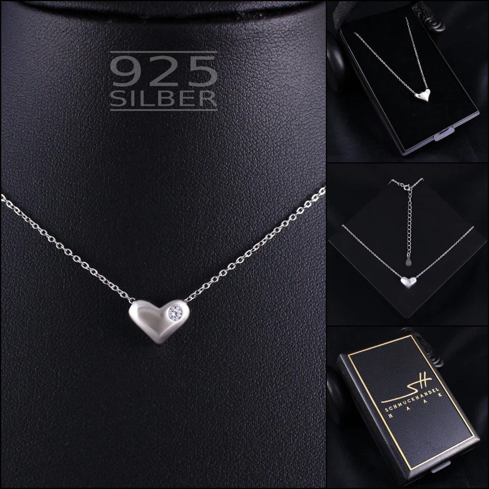 Herz Kette Halskette 925 Sterling Silber Damen Swarovski Kristalle inkl. ETUI