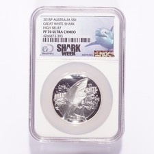 2015P Australia Silver $1 Great White Shark High Relief NGC PF70 Ultra Cameo