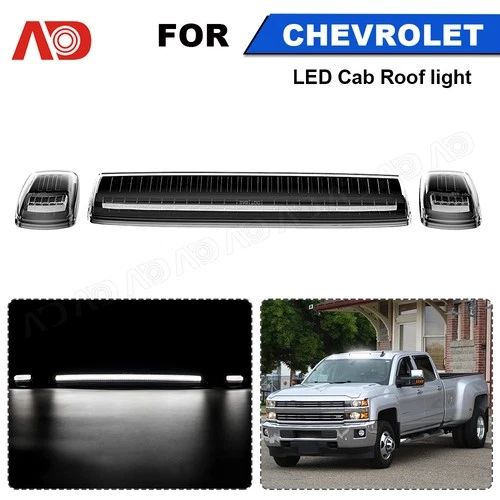 3pc/Set White LED Cab Roof Marker Running Kit For Chevy Silverado GMC Trucks