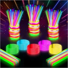 Glow in the Dark 8" Bracelets - 100 Assorted Mystical Fire Glow Sticks