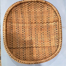 Extra Large Oval Brown Wicker Basket Farmhouse Freestanding 16x18x3 in