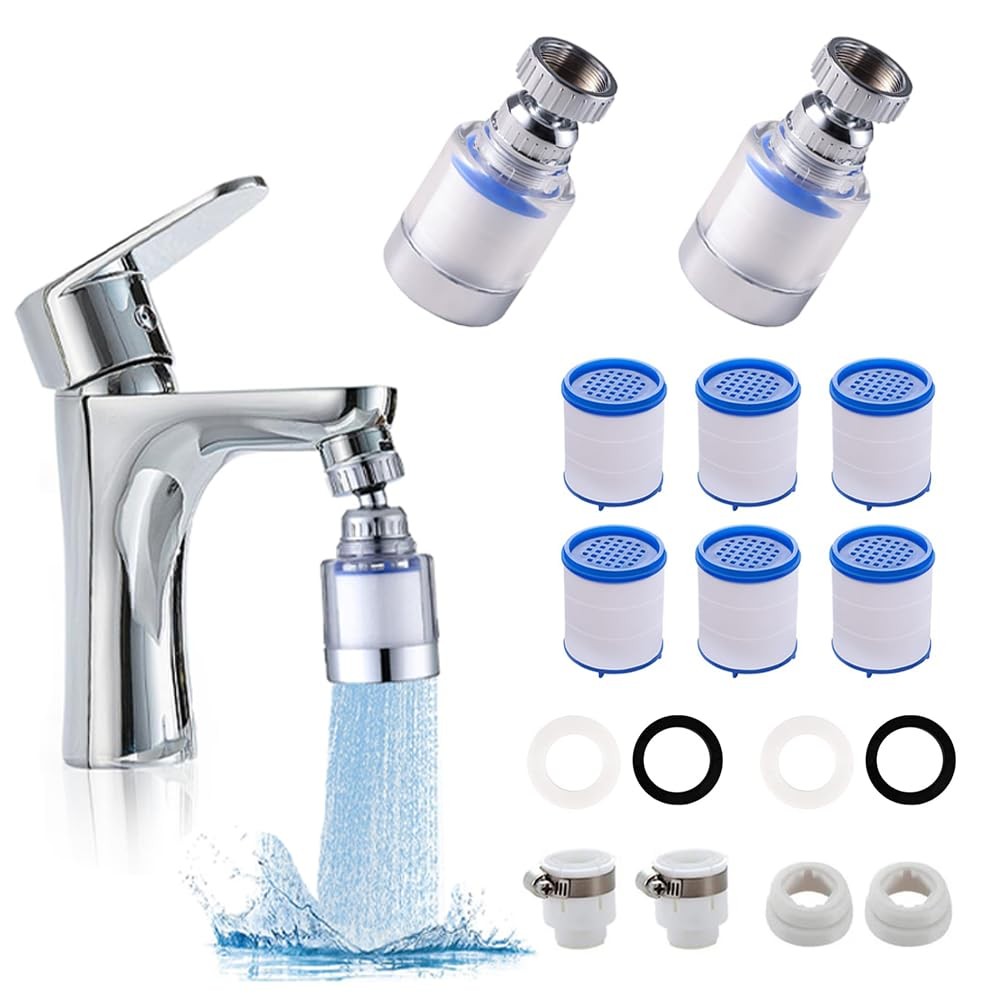 RHQFDM 2 pezzi filtro acqua rubinetto rubinetto 360° rotante filtro (Y8D)