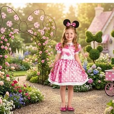 Minnie Mouse Disney Junior Costume Dress Pink Polka Dot Dress  Headband Girl 2T