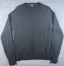 J Crew 100 Lambswool Wool Sweater Mens Medium Navy Blue Dark Knit Crewneck