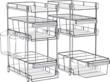 2Pcs Pull Out Organizer and Storage with Cups and Removable Dividers | Slide Out