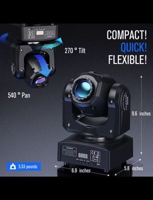Yiflamefly 30W LED Beam Gobo Moving Head Lights RGBW Spot Light DMX Stage Lights