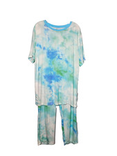 LITTLE SLEEPIES Men  s Bamboo Pajama Set Large Tidepool Watercolor Print
