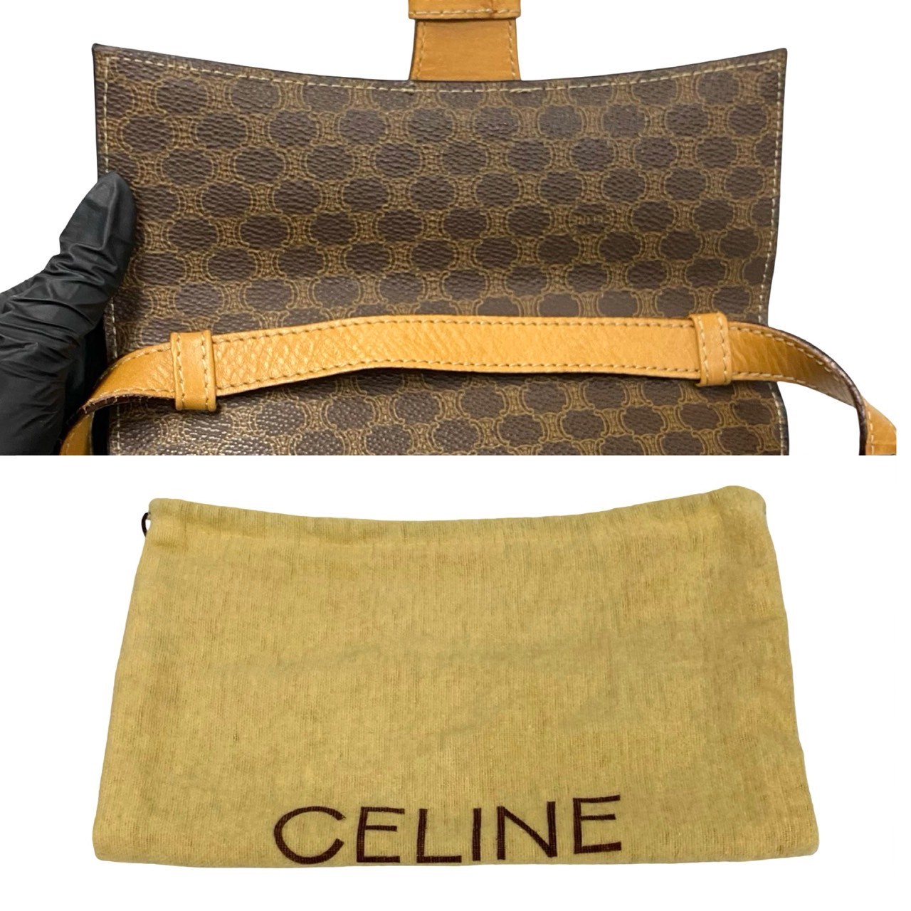 Celine Macadam Blason Triomphe Shoulder Bag With Dust Bag Leather Gold Hardware image 9
