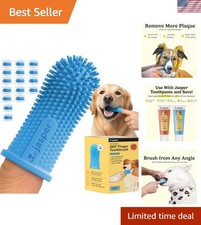 360  Dog Toothbrush  Cat Dental Care Kit - 16 Pack Silicone Brushes in Blue