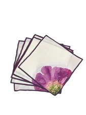 5pc Set Ma Perle Brazil Floral Blossom Cloth Napkins 17” Purple White Dainty