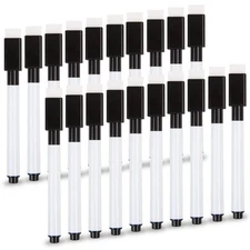 SULOLI 20Pcs Black Magnetic Dry Erase Markers Small Dry erase Markers Fine Po...
