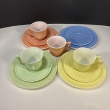 Hazel Atlas Little Hostess Pastel Child's Tea Set 12 pc 1940s Vintage Milk Glass