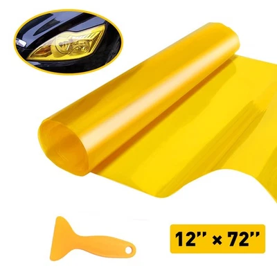 AUXITO 12"x 72" Tint Film Headlights Tail lights Car Vinyl Wrap Fog Light Golden Yellow
