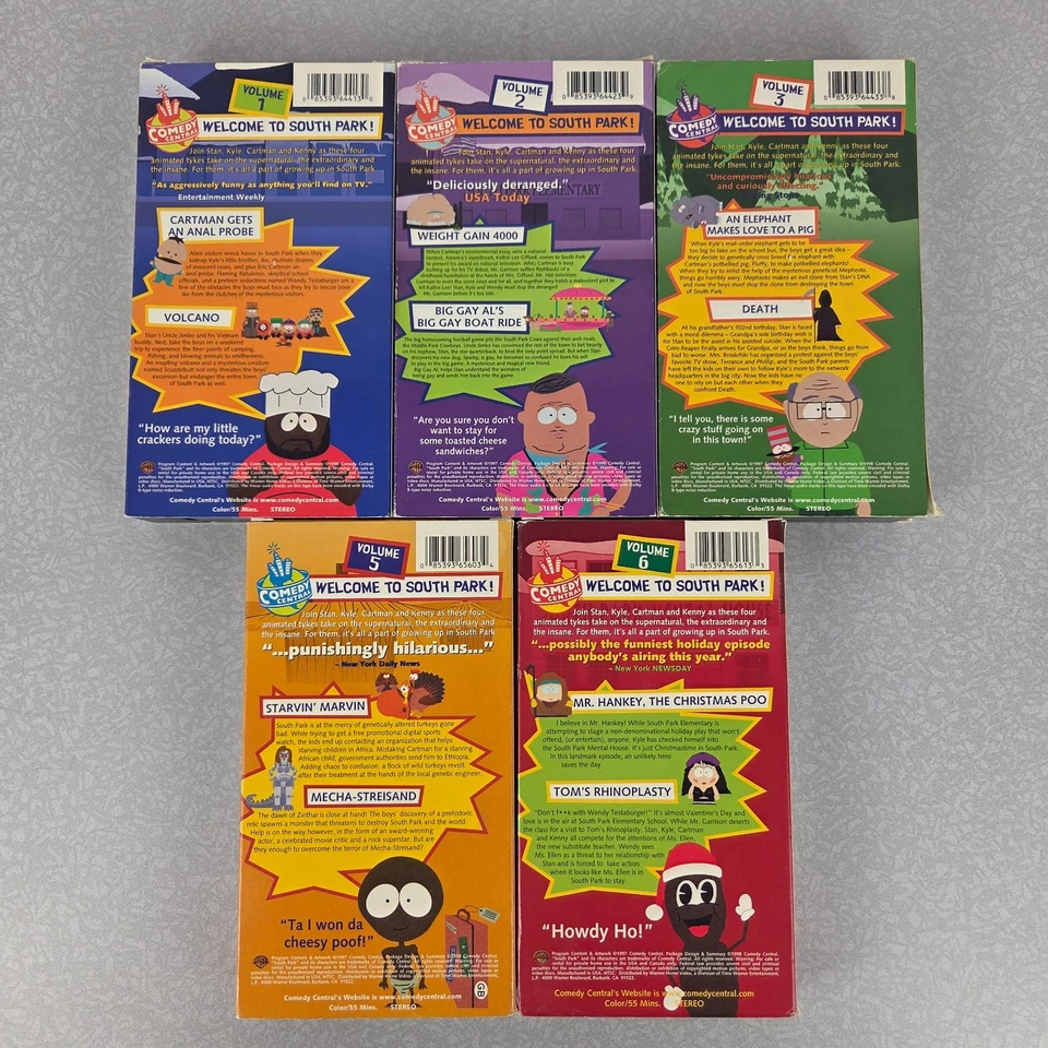 South Park VHS Tapes 1997 Volume 1, 2, 3, 5, 6 Lot. Missing Vol 4 Rhino - Image 3 of 4