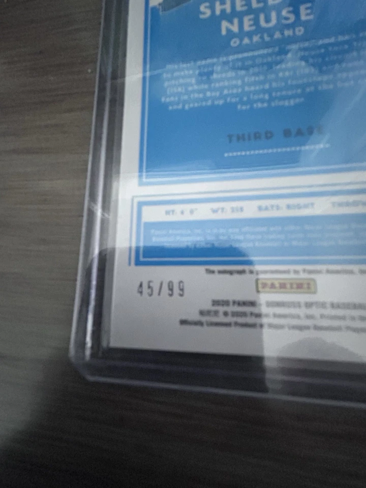 2020 Donruss Optic Sheldon Neuse On Card Auto Red Prizm Rookie /99 A’s - Image 3 of 3