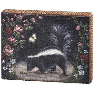 Primitives by Kathy cor Block Sign Woodland Creatures Skunk Wood Multicolor