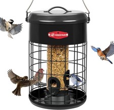 Kingsyard Squirrel Proof Bird Feeder Upgraded Caged Outdoor Hanging with 4 Ports