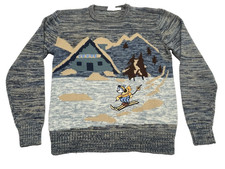 Vintage Kennington Mickey Mouse Ski Sweater Men's Large Walt Disney Production
