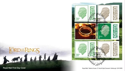 GB 2026 LORD OF THE RINGS First Day Cover Definitive Pane Rings End pmk, 20/3/26