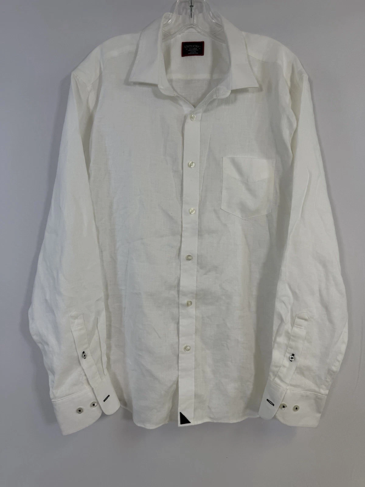 Untuckit Shirt Mens XL White 100% Linen Santo Wrinkle Resistant Slim Button Up