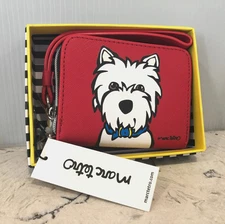 NEW Marc Tetro Red Yorkie Dog Zip Wristlet Wallet Vegan Saffiano Leather Canada