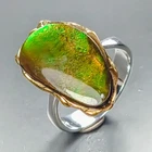 Expensive ring 16 ct Natural Ammolite Ring 925 Sterling Silver Size 7 /R463116