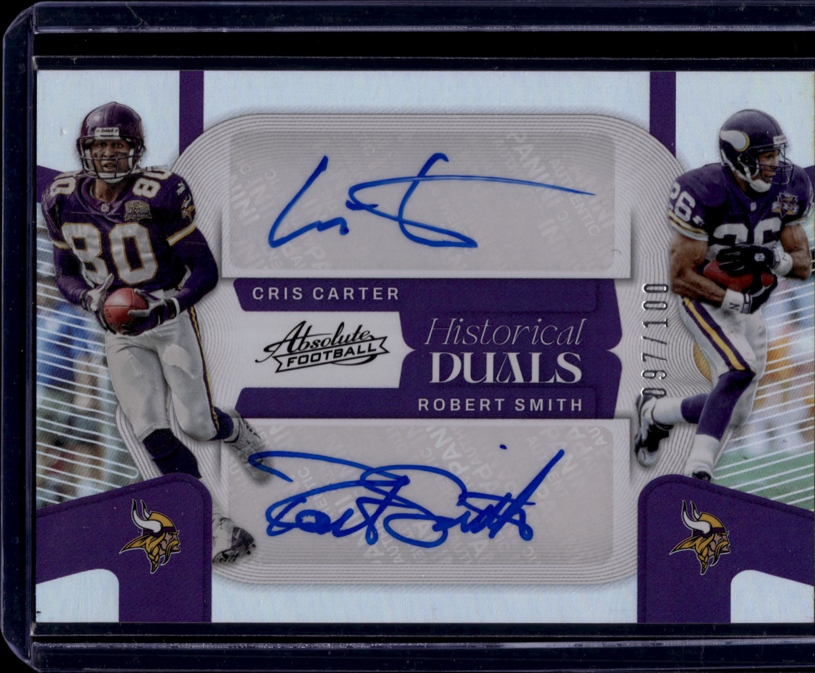 2022 Panini Absolute Cris Carter Robert Smith #HD-MIN Historical Duals Auto /100