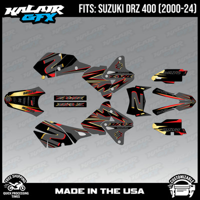 Graphics kit for Suzuki DRZ400 SM, S and E (2000-2024) Vizion Series - Gold