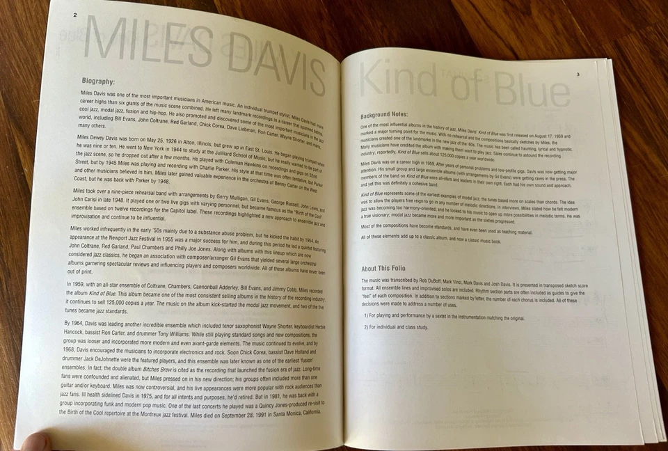 Miles Davis-Kind Of Blue Sheet Music Transcribed Scores For 5 Songs - Image 3 of 4
