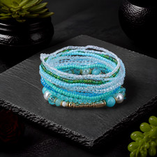 10 PC Handmade Bohemian Beaded Stackable Stretch Bracelet Set New Free Ship 5311