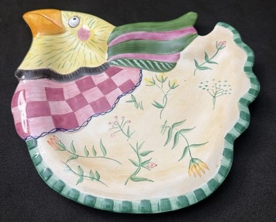 Fitz Floyd Gypsy Chicks Chicken Plate Ceramic Canape Dish Wall Platter VTG 9 