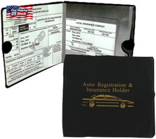 Set of 4 Auto Car Registration Insurance Holder Wallet - Document Id Black Case