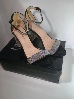 Forever Silver Glitter Sandal, Size 6 , Women s Shoes, Ankle Strap With Buckle