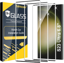 3 pcs Galaxy S23 Ultra Screen Protector, HD Clear Tempered Glass, Fingerprint Un