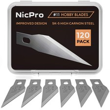 Nicpro 120 PCS #11 Hobby Blades Refill Set, SK-5 High Carbon #11, Silver