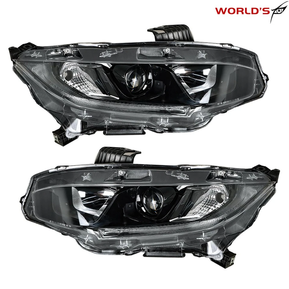 Faro proyector de fábrica negro derecho+izquierdo para Honda Civic 2016-2021 Foto 3 de 4