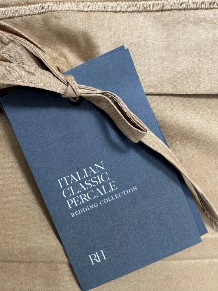 Juego de sábanas Queen de algodón percal clásico italiano herrajes restauración derecha caramelo Foto 3 de 4