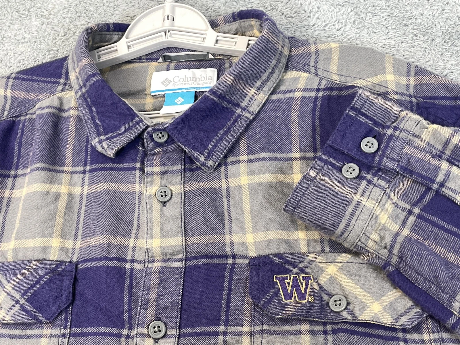 Columbia Flannel Shirt Mens XL Plaid Washington W Button Down Casual Outdoor