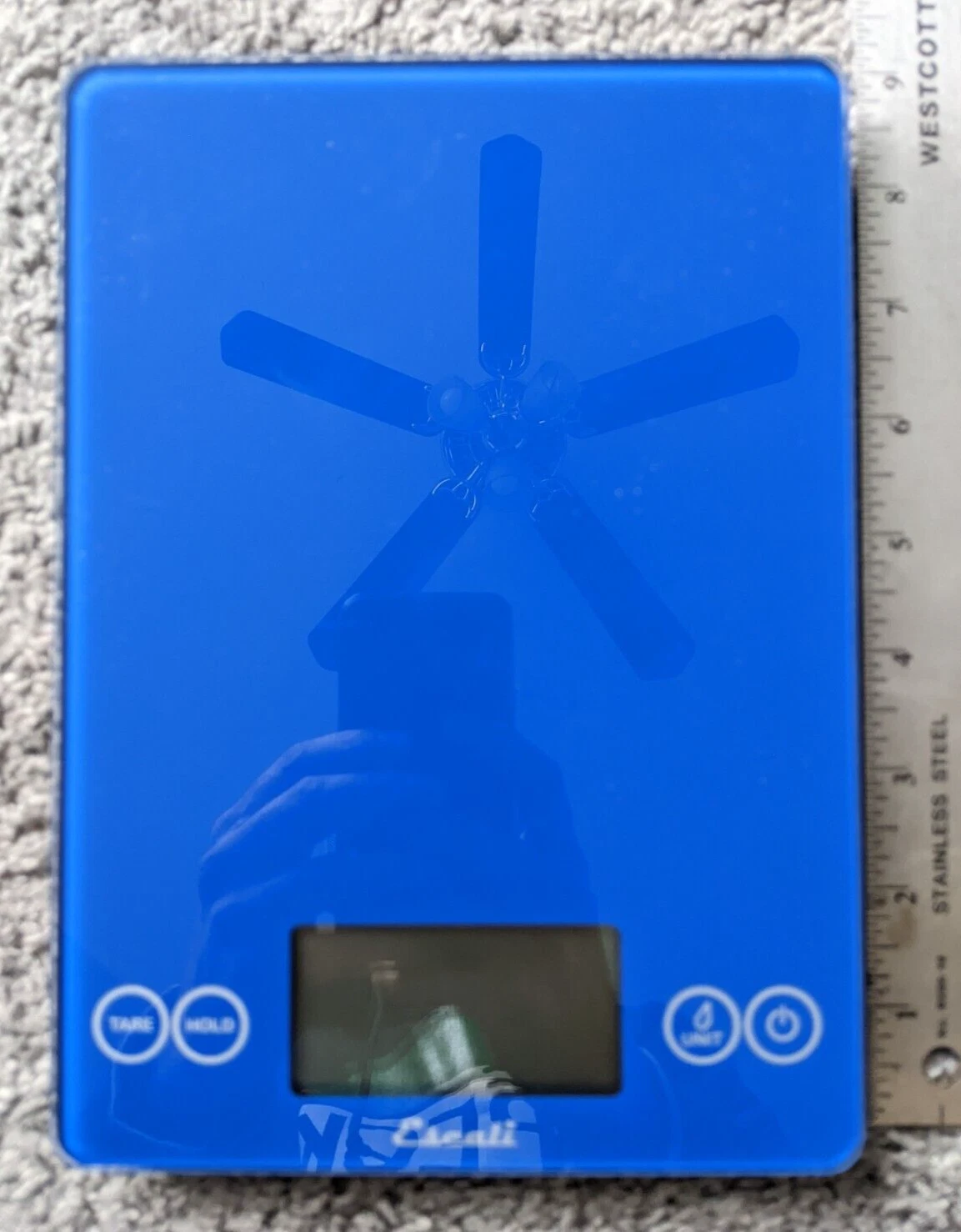 ESCALI DIGITAL KITCHEN SCALE 7KG/15LB 157EB BLUE GLASS TOP BATTERY POWER