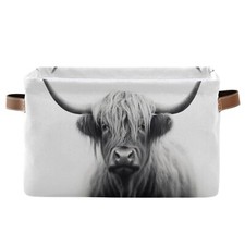 xigua Scottish Highland Cow Print Storage Bin Collapsible Canvas Storage Bask...