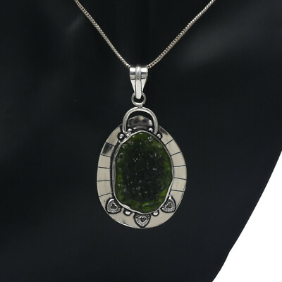 Fantastische Grün Moldavit Edelstein 925 Sterling Silber Handgemacht Anhänger