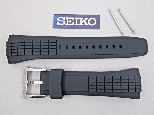 Genuine Seiko Velatura Yachting Timer SPC007 black rubber watch band 26mm 4LJ7ZB - Photo 1 sur 7