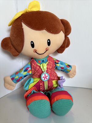 Playskool Dressy Kids Girl Activity Plush Doll 14'' Toddler Fine Motor Skills EUC