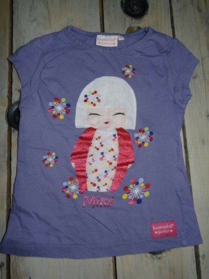 Lila Kurzarm T-Shirt Kokeshi Print KIMMIDOLL JUNIOR Größe 5 Jahre