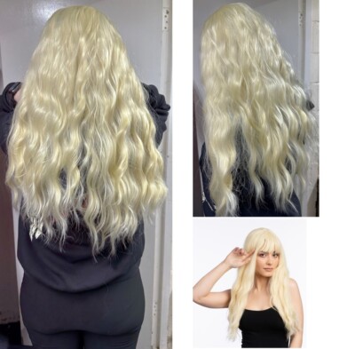 Blonde lange Damenperücke Strand Wellen hitzebeständig wellig Cosplay voll