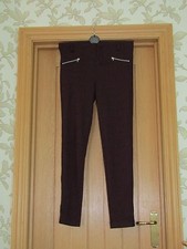 Stradivarius maroon black stretch leggings jeggings skinny uk 10 eu 38 L29" vgc