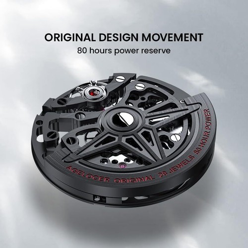 AGELOCER Orologio Uomo Scheletro Automatico Acciaio Inox Orologio da Polso Luminoso - Foto 16 di 48