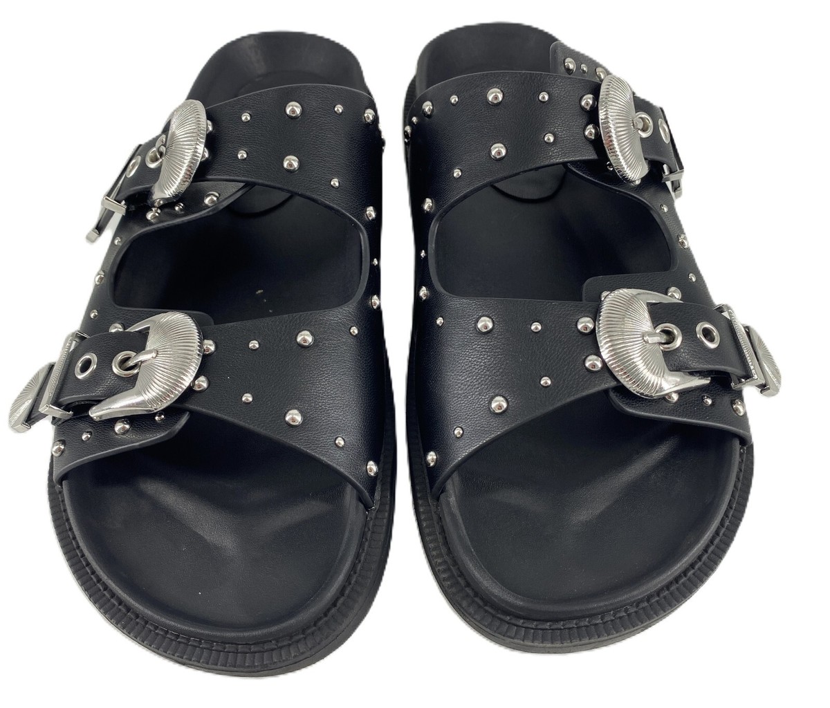 STEVE MADDEN 黒 スエード ミュール HEXA Black Suede Square-Toe Espadrille Slide Sandal